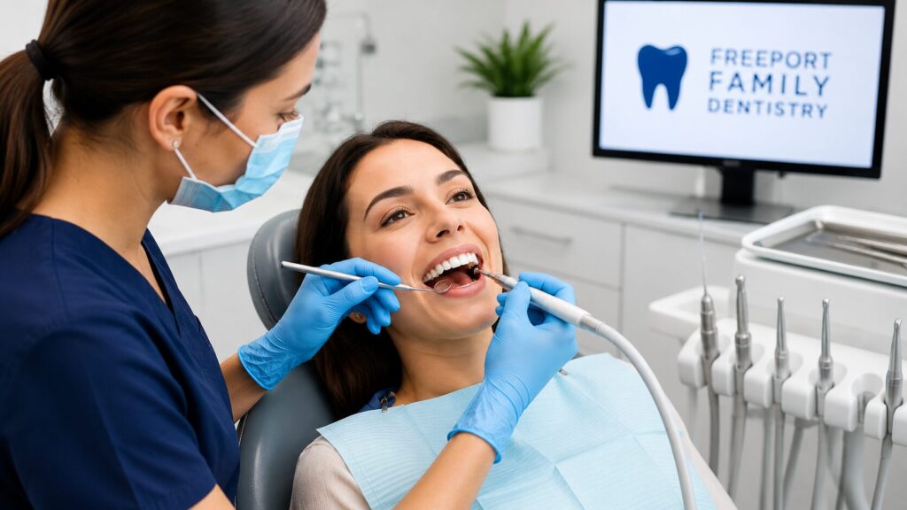 Preventive Dental Care Freeport TX patient receiving routine dental cleaning