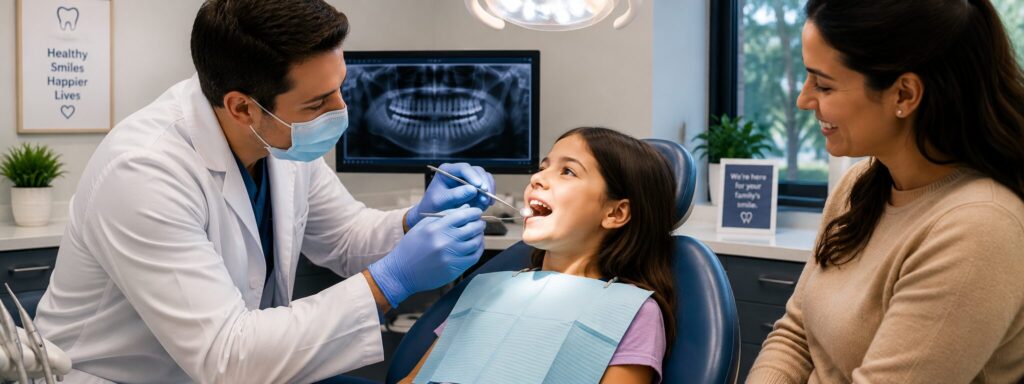 Child receiving a gentle dental examination at Freeport Family Dentistry