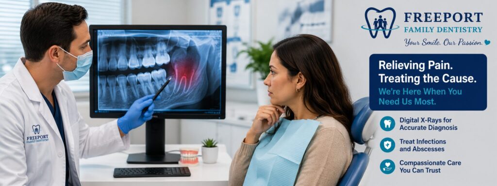 Dental abscess diagnosis using digital X-rays in Freeport TX