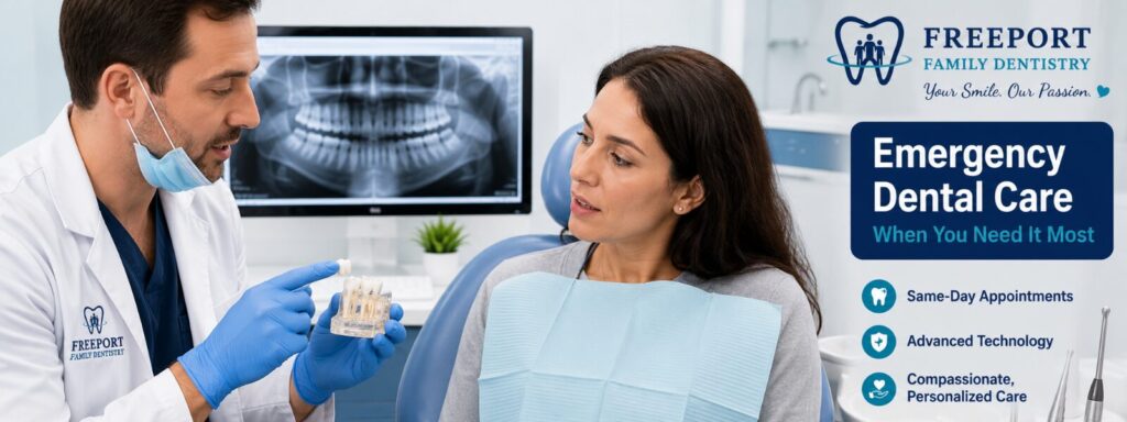 Emergency dental crown replacement Freeport TX