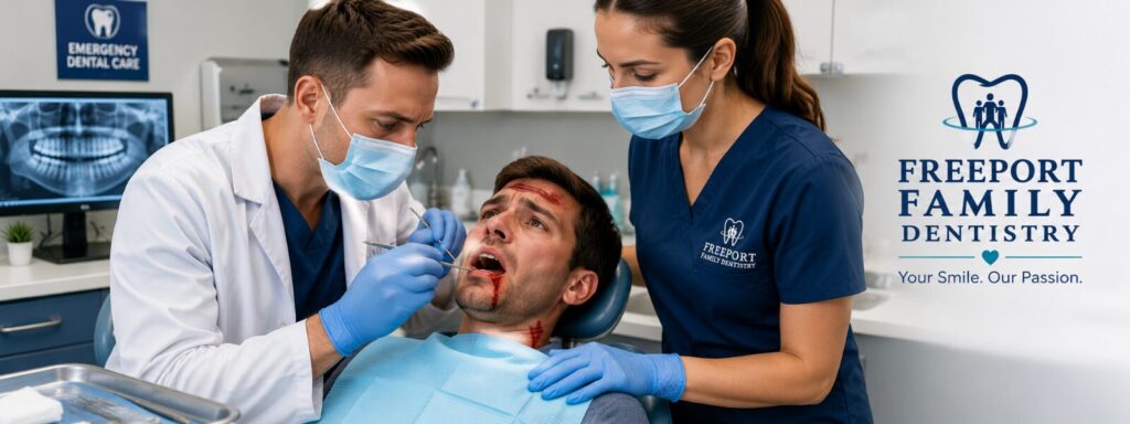 Emergency dental treatment for oral injury in Freeport TX