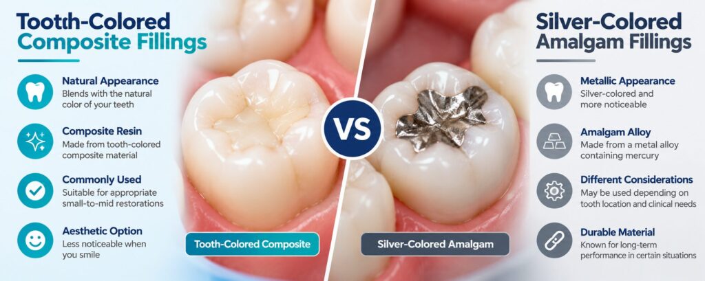 Tooth-colored composite vs silver amalgam fillings